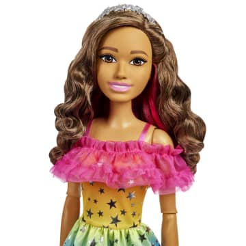 Barbie Poupée Grand Format 71,12 Cm, Brunette, Robe Arc-en-Ciel