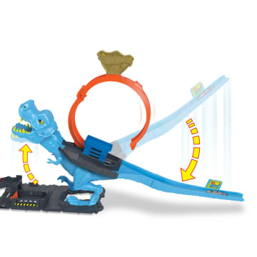 Hot Wheels City-L’Attaque du T-Rex-Coffret Looping, 1 Voiture Incluse