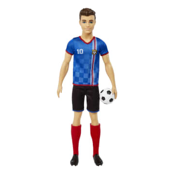 Ken Poupée Joueur de Soccer, Cheveux Courts, Uniforme 10, Ballon