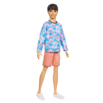 Barbie Fashionista Boneco Ken Suéter Azul e Rosa com Shorts Laranja