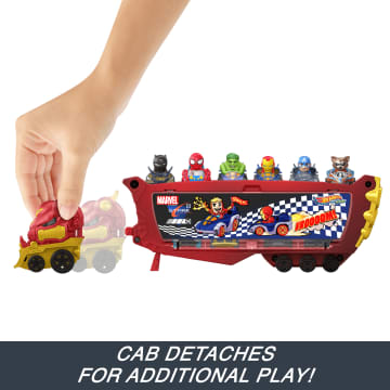 Hot Wheels Racerverse Marvel Hulkbuster Hauler, Stores Up To 10 Toy Cars, Detachable Cab With Flip-Up Helmet & Non-Removable Figure - Image 2 of 6