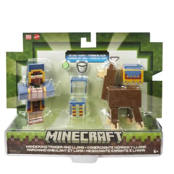 Minecraft Vanilla Figura de Acción Paquete Vendedor Ambulante y Llama 3.25"