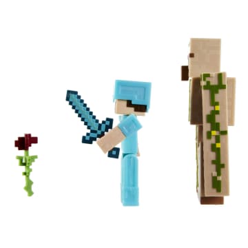 Minecraft Vanilla Figura de Brinquedo Pacote Steve e Golem de Ferro de 3.25