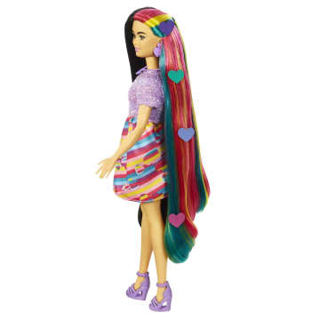 Barbie Totally Hair Boneca Vestido Listrado Colorido - Image 5 of 6