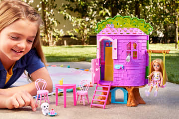 Chelsea Barbie Doll And Treehouse Playset With Pet Puppy