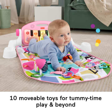 Fisher-Price Glow And Grow Kick & Play Piano Gym Baby Playmat With Musical Learning Toy, Pink - Image 3 of 6