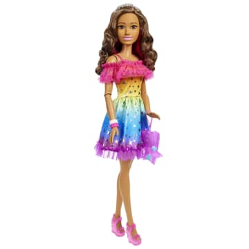Barbie Poupée Grand Format 71,12 Cm, Brunette, Robe Arc-en-Ciel