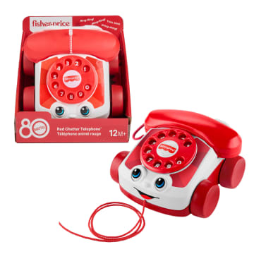 Fisher-Price Telefonik dla gadułki 80-lecie Mattel Czerwony Zabawka do ciągnięcia dla dzieci 12m+