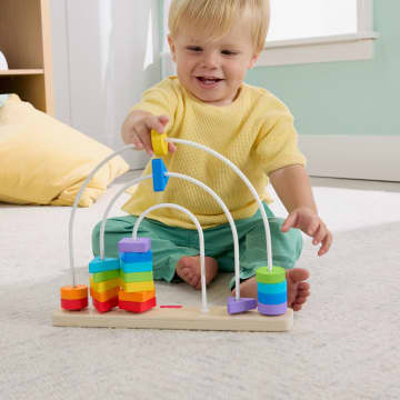 Fisher-Price Tęcza Drewniane koraliki Kształty do przesuwania Zestaw Aktywizująca zabawka dla małych dzieci 1+