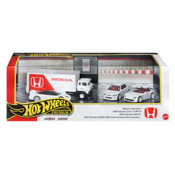 Hot Wheels Premium Honda Type-R Heritage Wielopak pojazdów Zabawki 3 auta i 1 transporter Zestaw 3+