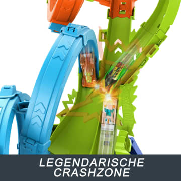 Hot Wheels Actie Crashzone Met 4 Loopings Baanset Met Gemotoriseerde Booster En Speelgoedauto (Schaal 1:64)