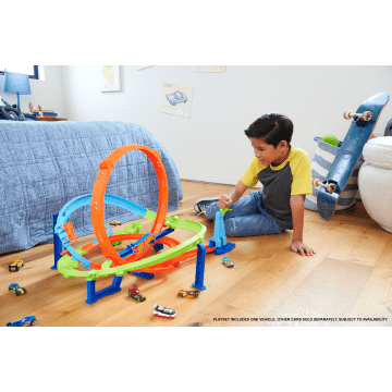 Hot Wheels Actie Cycloon-Loopingset Met Speelgoedauto Op Schaal Van 1:64, Eenvoudige Opslag