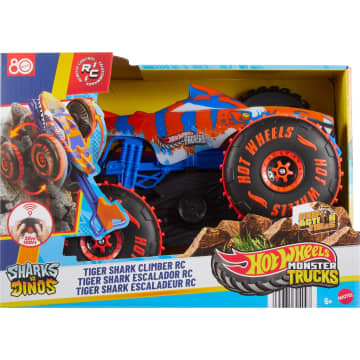 Hot Wheels Monster Trucks Tiger Shark Super Scalatore RC, Veicolo Giocattolo Radiocomandato Alimentato A Pile