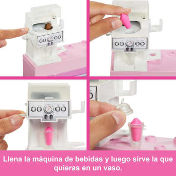 Conjunto De Cafetería De Barbie Con Muñeca Barista Rubia, Cafetera Que Funciona De Verdad Y Más De 10 Accesorios