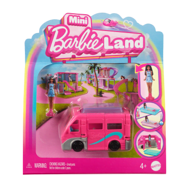 Set Bambola E Veicolo Barbie Mini Barbieland Con Bambola Da 3,8 Cm E Camper Dei Sogni Con Piscina Cambia-Colore